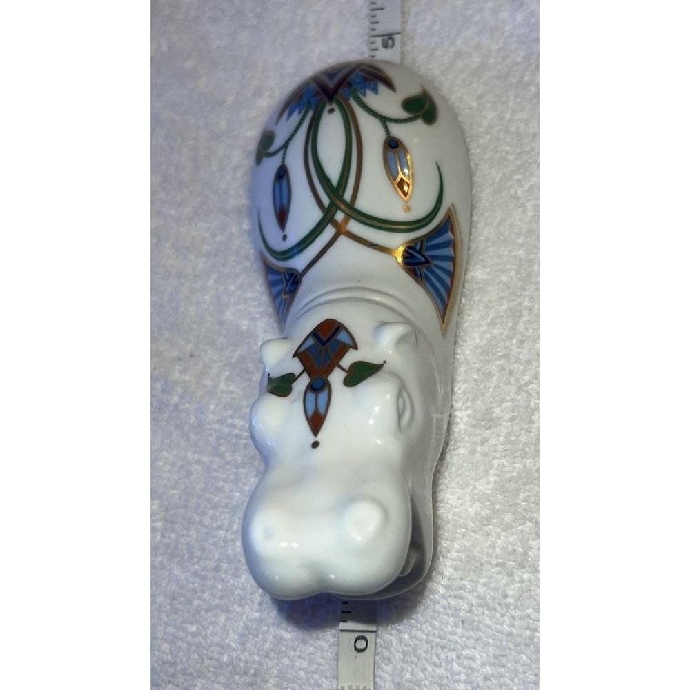 VTG Elizabeth Arden The Pharaohs 1982 Hippo Ceramic Art Deco Trinket Dish 5x2" - Picture 9 of 10